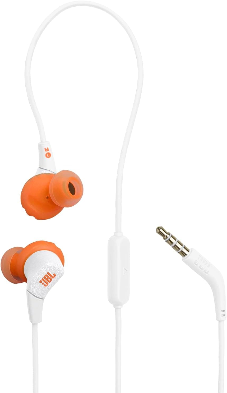 JBL Endurance Run 3 écouteurs filaires Sport avec Technologie FlipHook & TwistLock, IP65 étanche à la poussière et à l’Eau, Son JBL Pure Bass, Micro integré et à Distance, Blanc