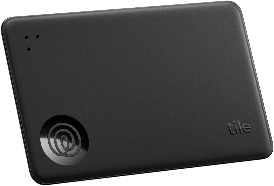 Life360 Tile Slim - Détecteur de Portefeuille, Tracker Bluetooth et localisateur d'objets pour étiquette de Bagage, Passeport et Autres. Compatible avec iOS & Android. Lot de 1 (Noir)