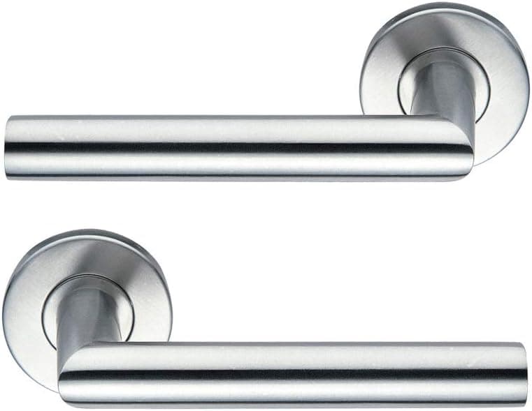 Bricard 666452 Paire de poignées de Porte sur Rosace INOX Tempo Disco, carré de 7mm