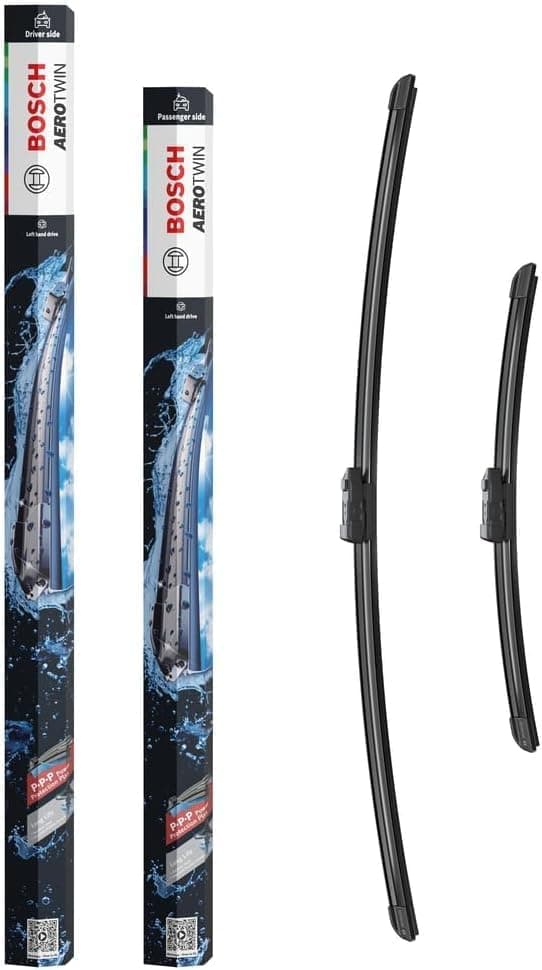 Bosch Aerotwin Aerotwin eA 557 S - Jeu de 2 Balais d'essuie-glaces de Remplacement Avant - Livrés avec Adaptateur Pré-assemblé - 700 mm / 400 mm - Boîte réduite pour moins de déchets