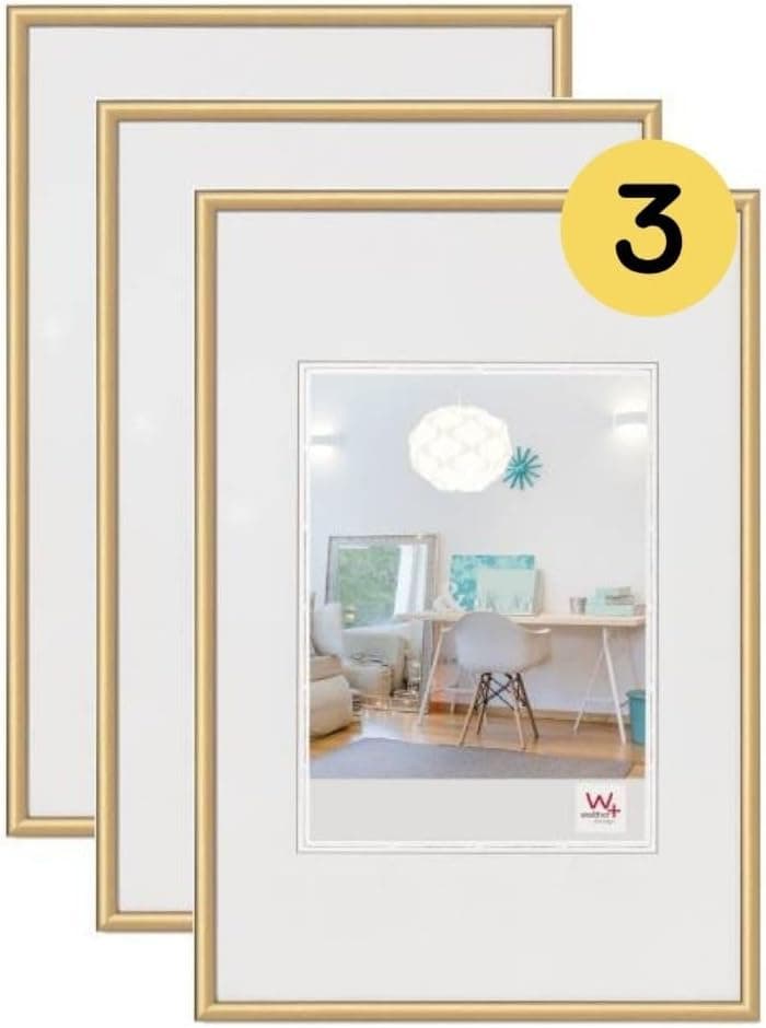walther design New Lifestyle Lot de 3 Cadres Photo, Doré, 18 x 24 cm