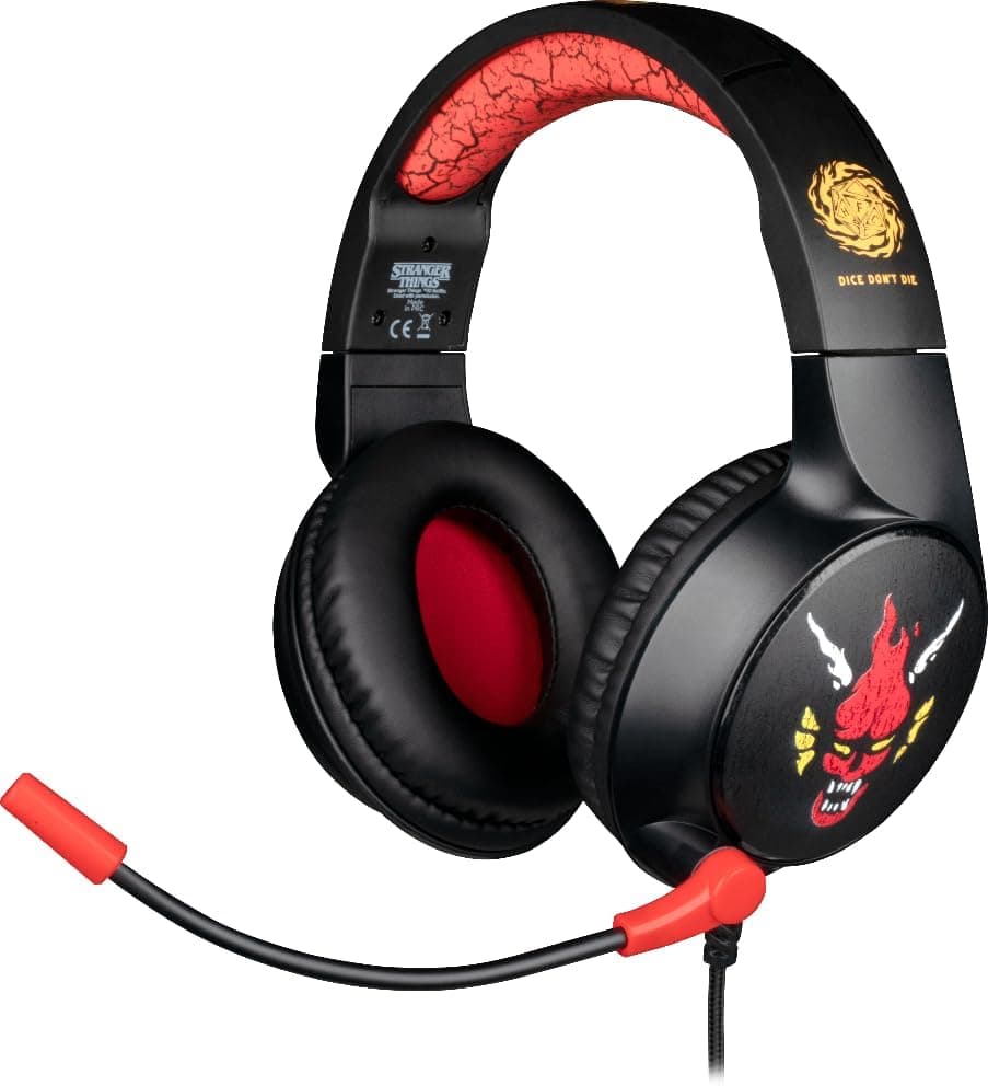 Konix Stranger Things Casque Gaming Filaire PC, PS4, PS5, Switch, Xbox One/Series X|S - Microphone - Câble 1,5 m - Jack 3,5 mm - Motif Hellfire Club