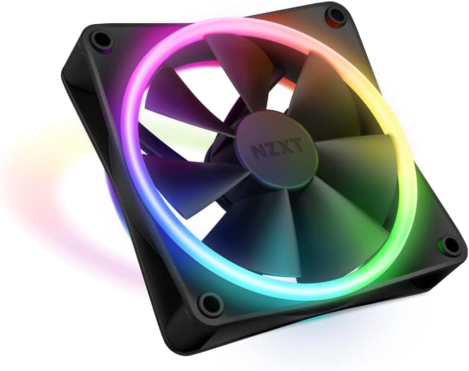 NZXT F120 RGB Duo - RF-D12SF-B1 - Ventilateur RGB double LED de 120 mm - 20 LED configurables individuellement - Airflow et pression statique équilibrées - Commande PWM - Noir