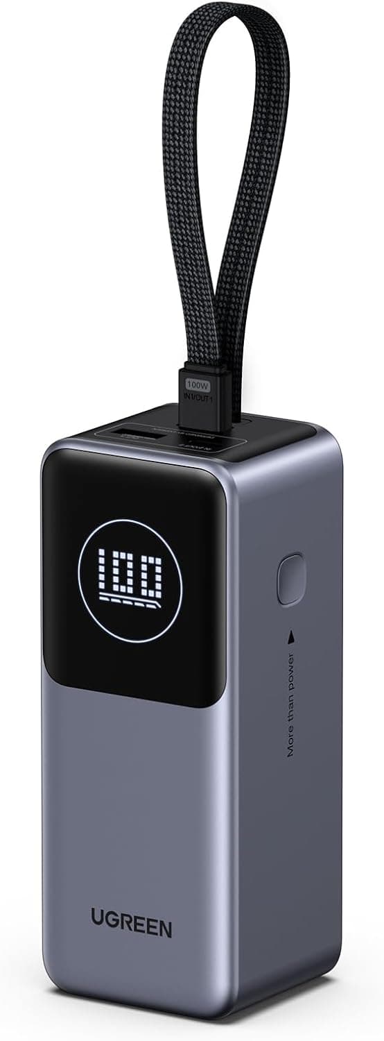 UGREEN Nexode Pro 130W Batterie Externe 20000mAh Power Bank Charge Rapide Câble USB C Intégré PD 100W Chargeur Portable PC LED Compatible avec iPhone 17 16 15 14 Galaxy S25 S24 S23 A16 MacBook iPad
