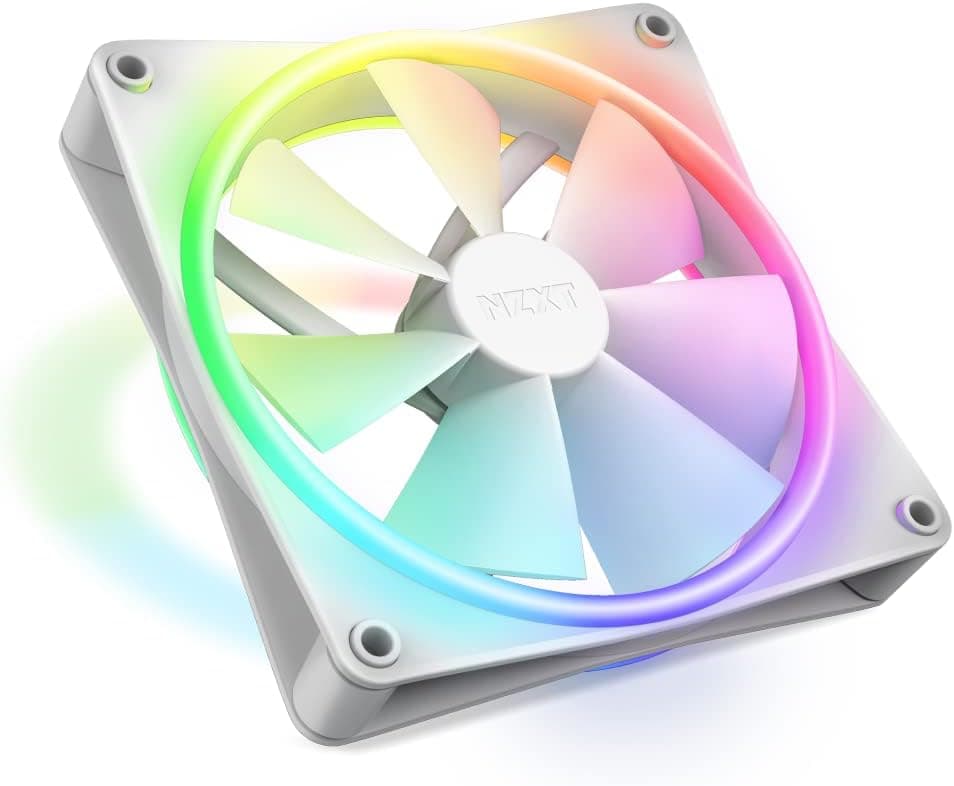 NZXT F140 RGB Duo - RF-D14SF-W1 - Ventilateur RGB double LED de 140 mm - 20 LED configurables individuellement - Airflow et pression statique équilibrées - Commande PWM - Blanc