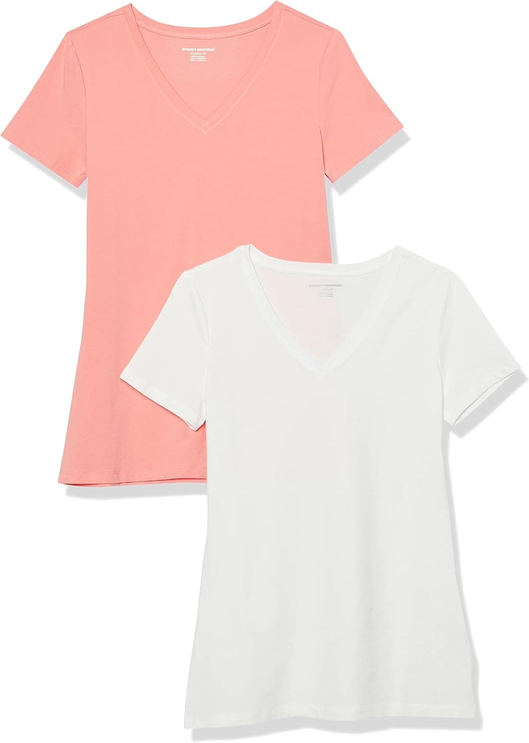 Amazon Essentials T-Shirt Col en V, à Manches Courtes, Coupe Standard Femme, Packs Multiples