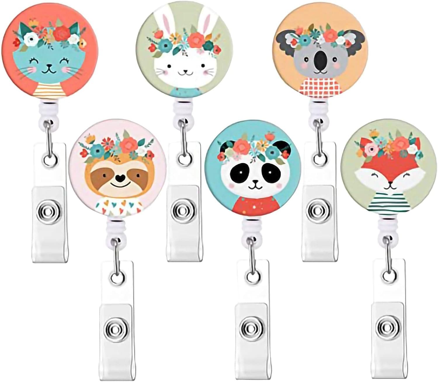 PRATYAHARA Lot de 6 bobines d'insigne pour animaux de compagnie porte-badge rétractable un crocodile pour infirmière pour titulaires de cartes d'identité