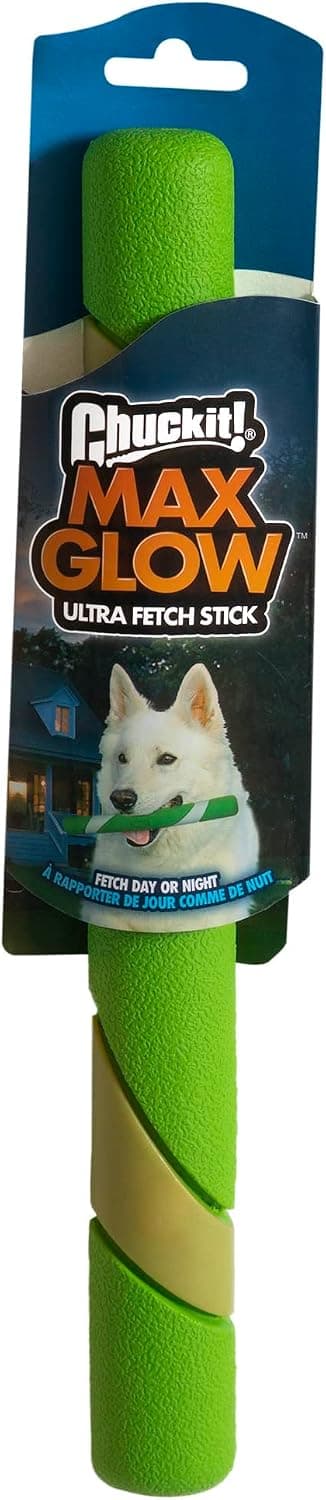 Chuckit! – Max Glow Ultra Fetch – Bâton Phosphorescente pour Chien – Bâton Robuste et Durable pour Chien – Brille dans Le Noir – Renforce la Complicité – Taille Unique – Diamètre de 28 x 3 x 2.5 cm