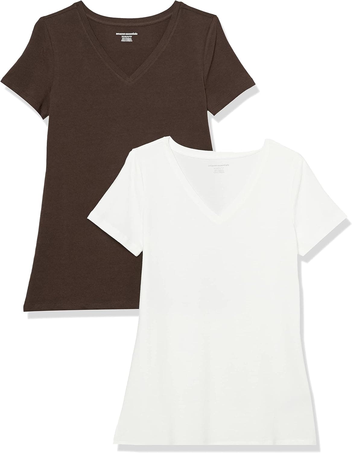 Amazon Essentials T-Shirt Col en V, à Manches Courtes, Coupe Standard Femme, Packs Multiples