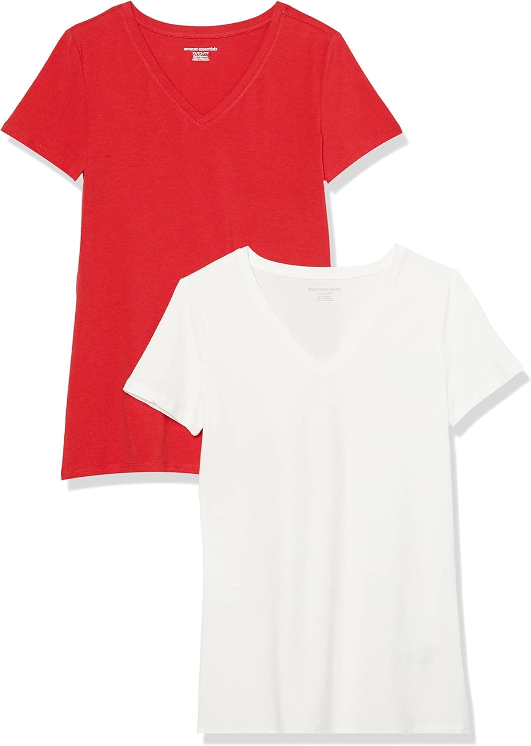 Amazon Essentials T-Shirt Col en V, à Manches Courtes, Coupe Standard Femme, Packs Multiples