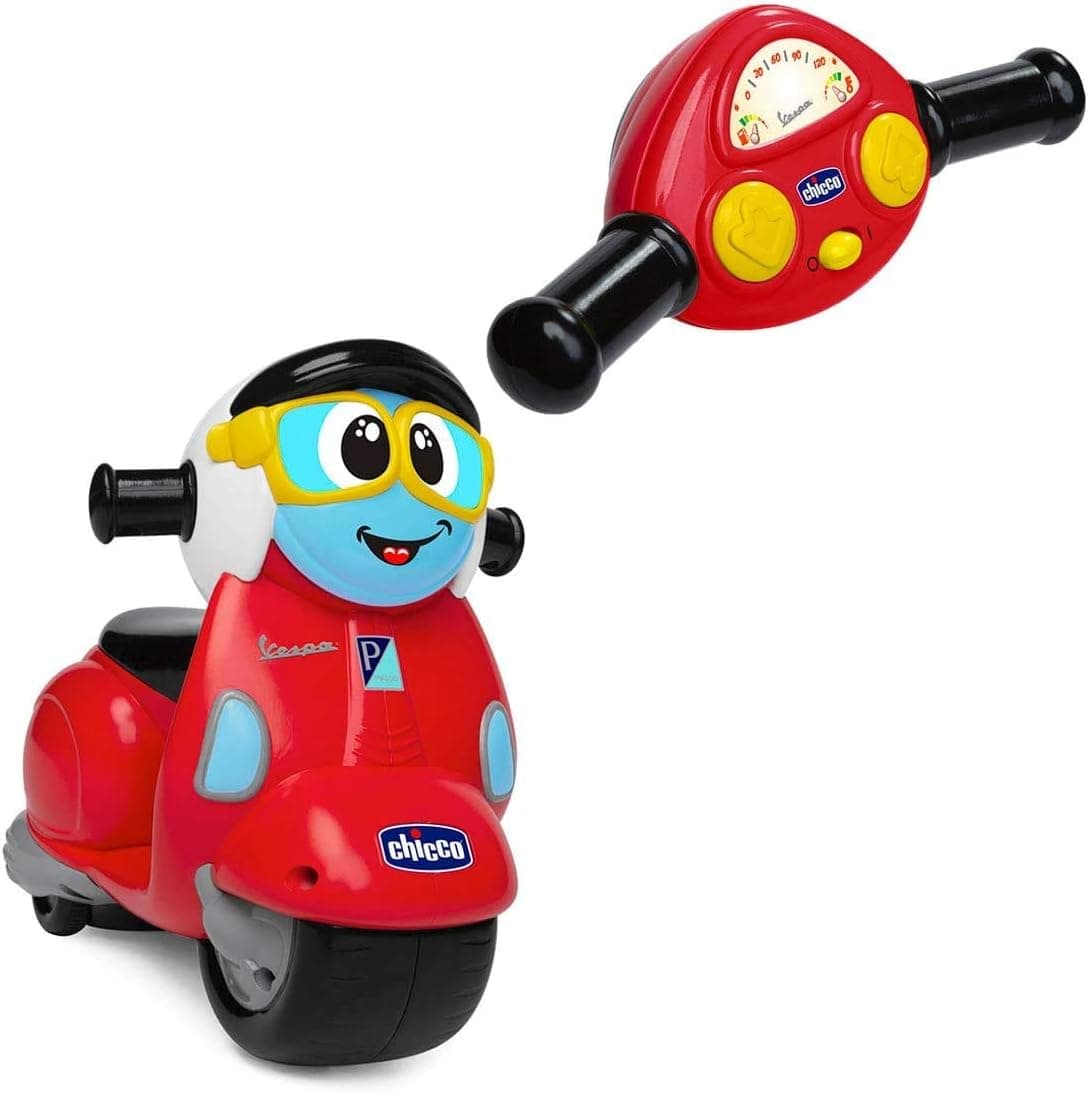 Chicco Vespa Primavera Moto Télécommandée , Radiocommandée avec Guidon Intuitif, Klaxon et Bruits de Moteur - Cadeau pour Garçon ou Fille, Jouet pour Enfants de 2 à 6 Ans