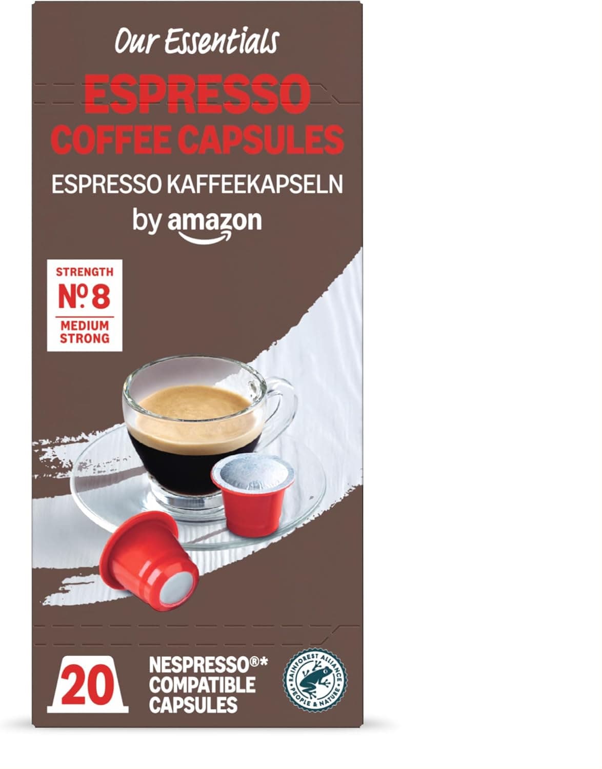 by Amazon Capsules de Café Espresso Compatibles Nespresso, 20 Unités – Certifiées Rainforest Alliance