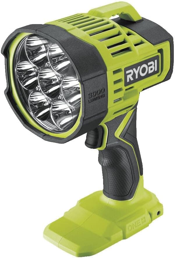 RYOBI - lampe LED Sans Fil 18V ONE+ RLS18-0 – Éclairage Puissant 3000 Lumens, Tête Pivotante, Interrupteur à verrouillage – Idéal Camping, Chantier, Garage, Atelier – Batterie Non Incluse
