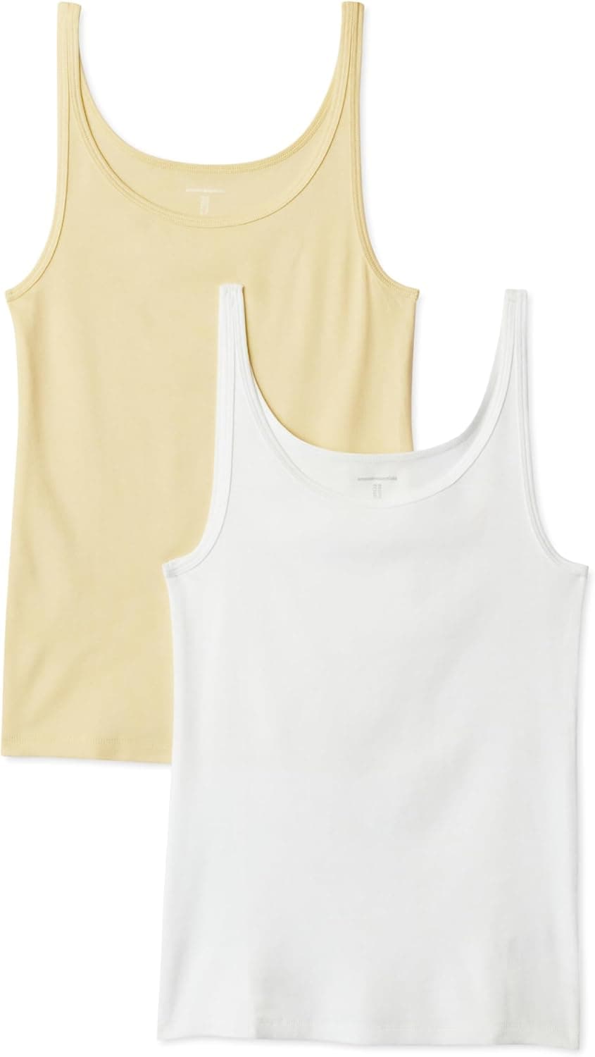 Amazon Essentials Femme Lot de 2 débardeurs à Bretelles Fines Coupe ajustée