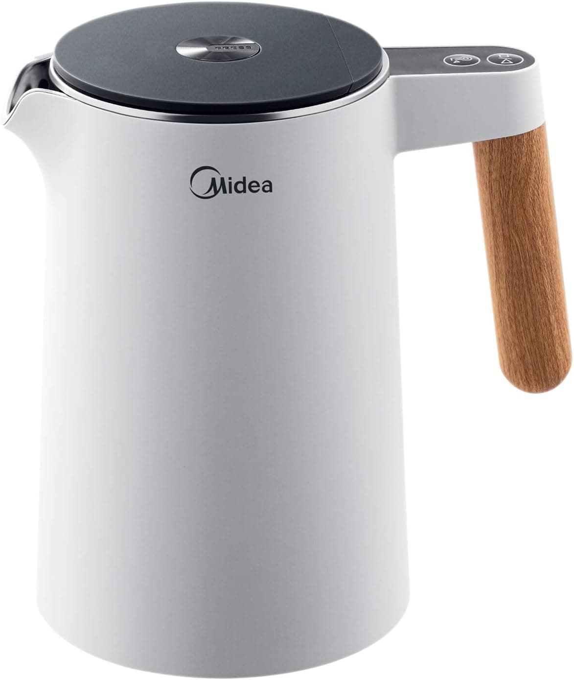Midea Bouilloire Électrique Blanche en Acier Inoxydable, 1,5L, 2200W avec Réglage de Température, Affichage de Température et Sécurité, Sans BPA