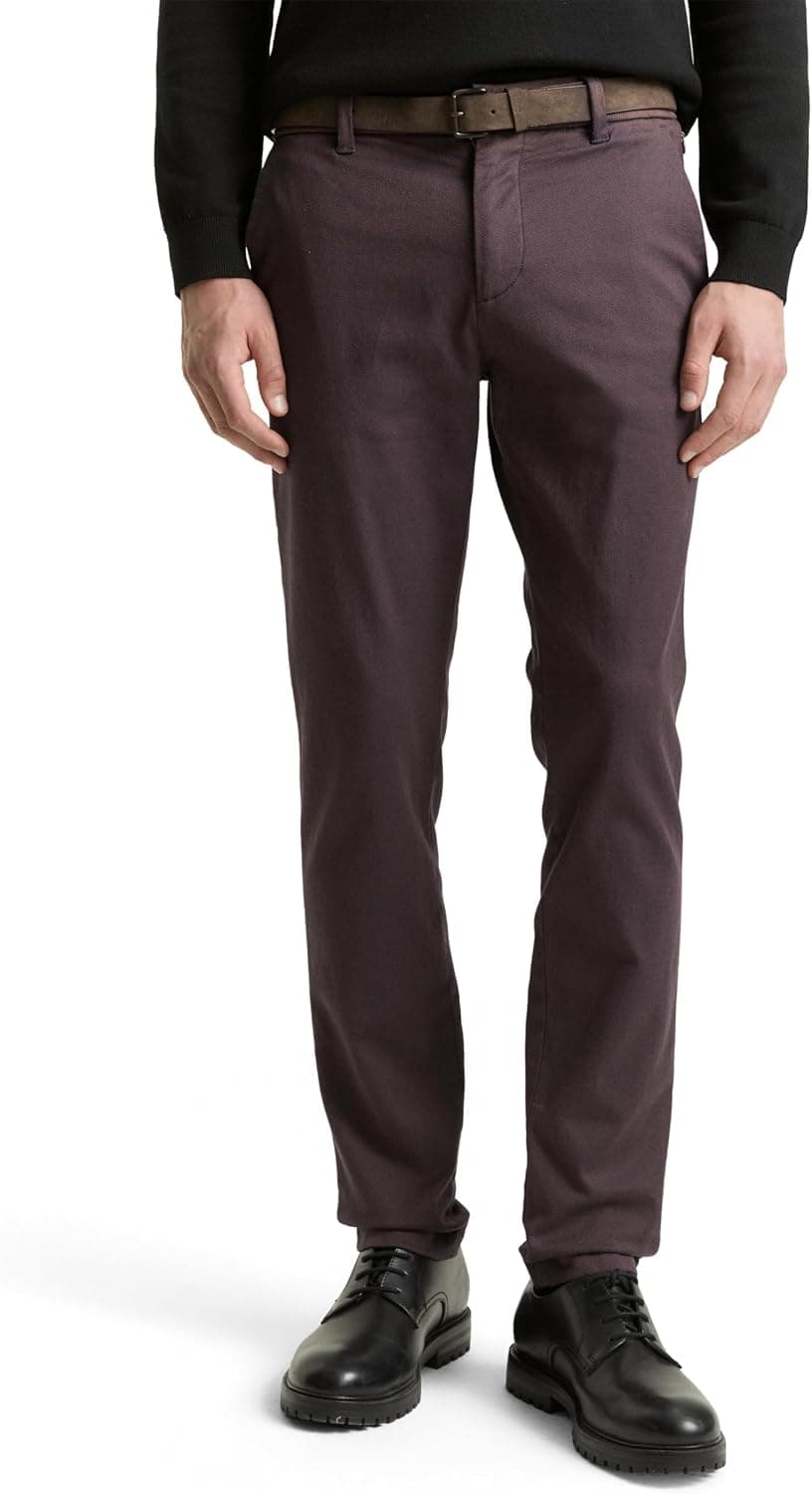 TOM TAILOR Slim Fit Stretch Chino Hose Mit Gürtel - Pantalon Chino Travis Slim - Moderne - Homme