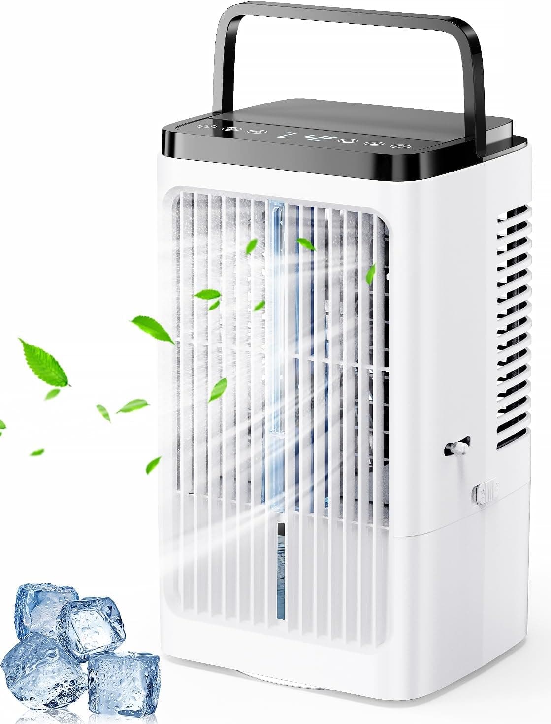 Climatiseur Mobile Silencieux, Ventilateur Rafraichisseur d'air avec 4 Vitesses, Oscillation à 90°, 2 Modes de Brumisation, Minuteries pour Cuisine Chambre Bureau