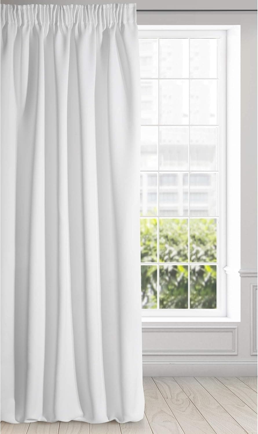 Eurofirany Logan, rideau occultant mat, satiné, avec bande plissée, 1 pièce, élégant, lisse, simple, pour salon et chambre à coucher, blanc 135 x 270 cm