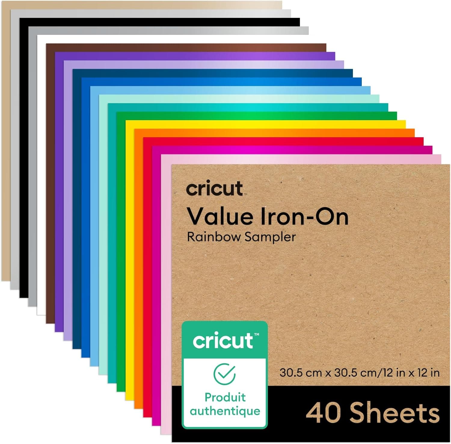 Cricut Feuille de Transfert | Lot de 40 | 30.5cm x 30.5cm (12" x 12") | Feuilles de vinyle thermotransfert | Compatible avec toutes les machines Cricut
