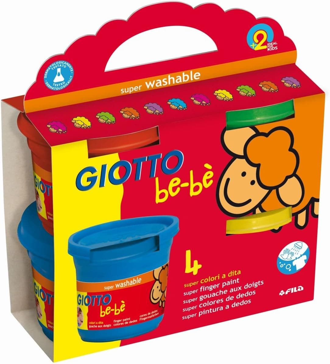 GIOTTO be-bè - Set gouache aux doigts - 4 pots de 150 ml