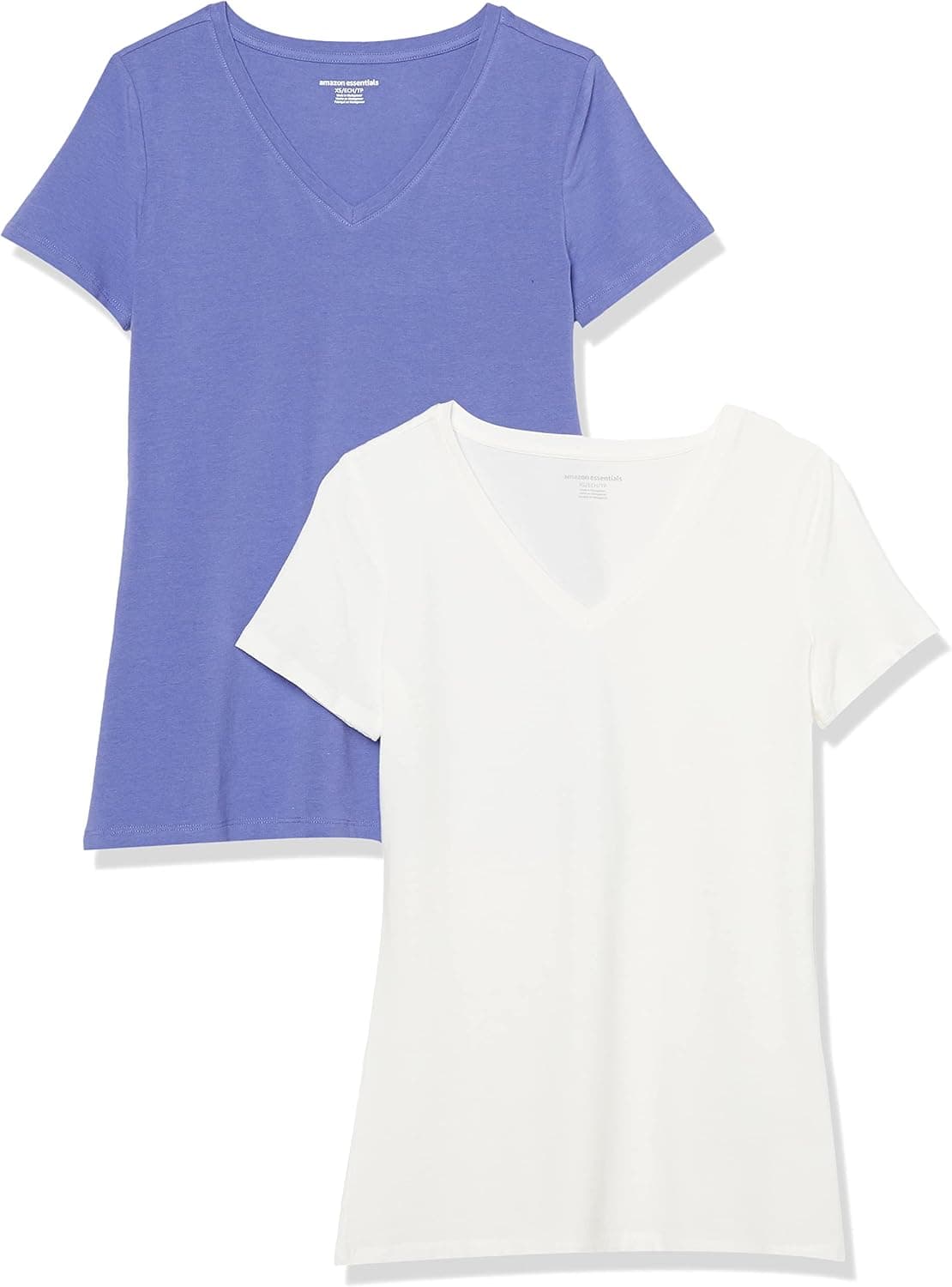 Amazon Essentials T-Shirt Col en V, à Manches Courtes, Coupe Standard Femme, Packs Multiples