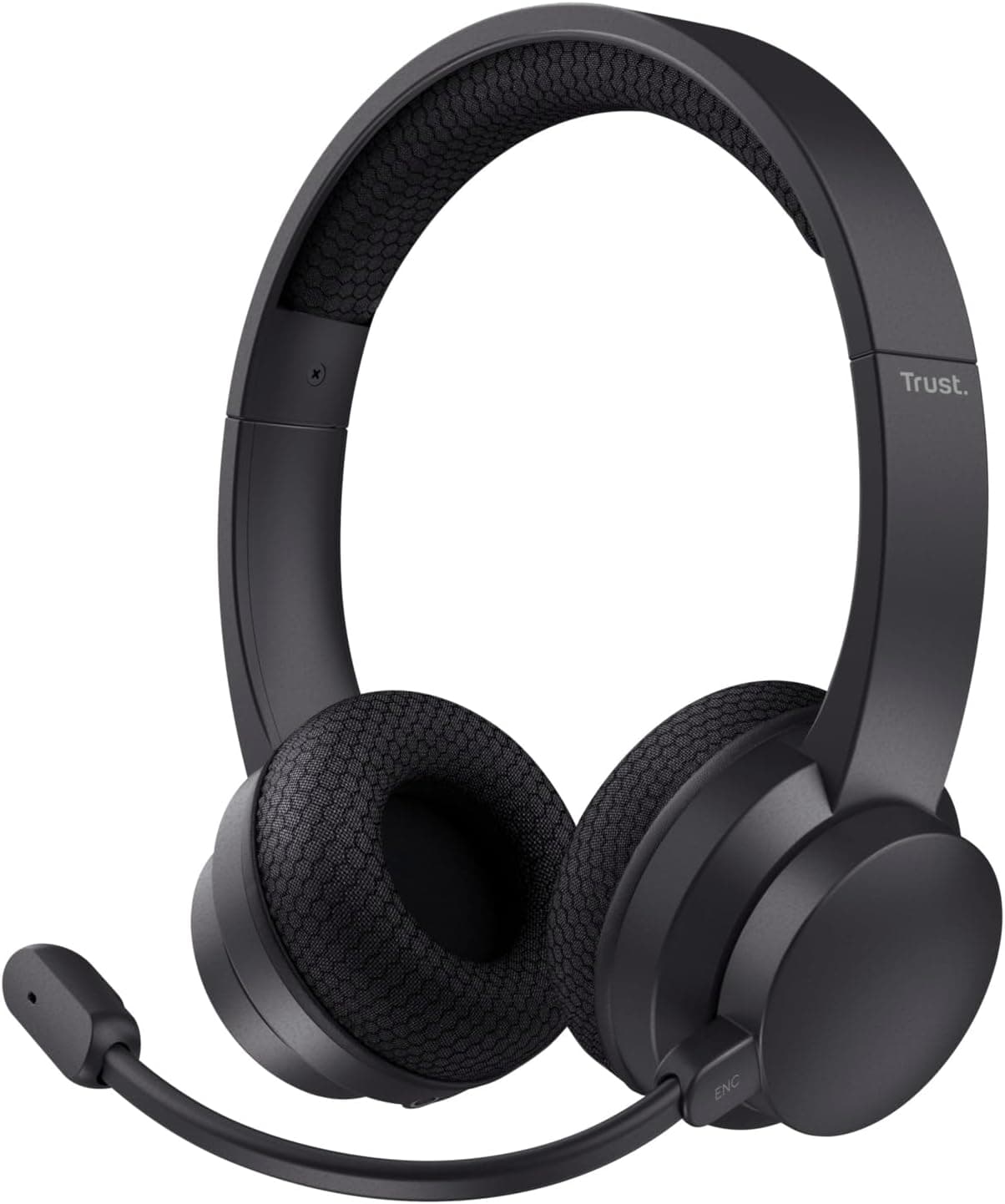 Trust Roha II Casque Bluetooth sans Fil avec Micro ENC Antibruit, Noir | 85% Plastique Recycle, Casque sans Fil Léger on Ear Rechargeable pour PC Bureau Ordinateur Portable Teams Zoom