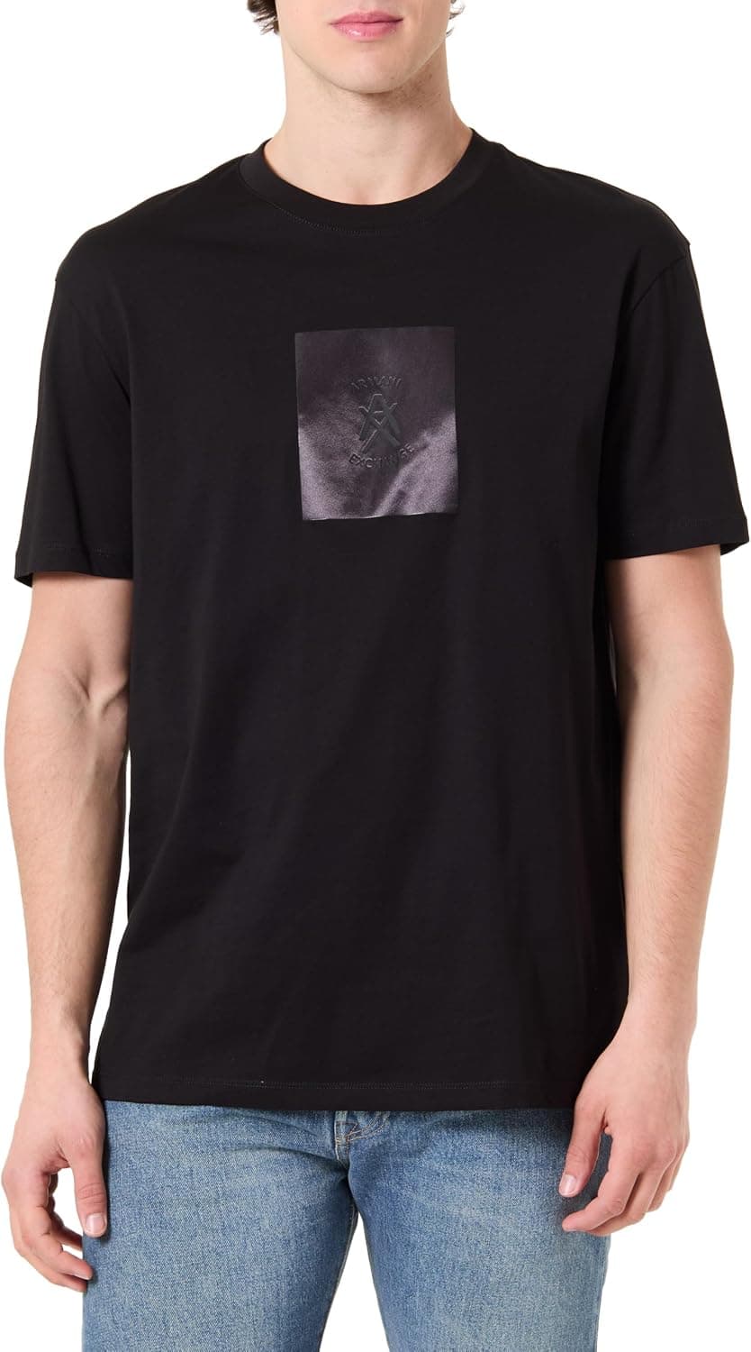 Armani Exchange One Block Up, Rubbered and Satin Logo T-Shirt Homme