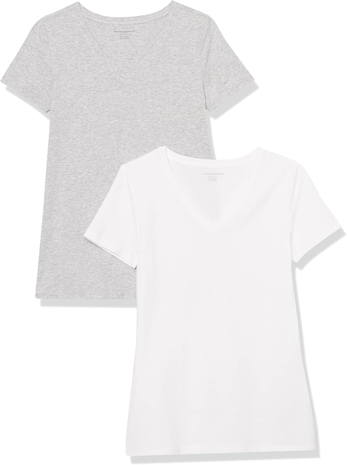 Amazon Essentials T-Shirt Col en V, à Manches Courtes, Coupe Standard Femme, Packs Multiples