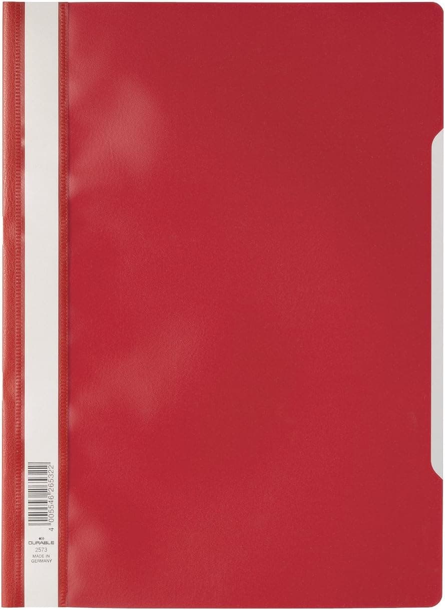 Durable 257303 View File A4 Standard, Pp, 227 x 310 mm, Rouge, Paquet de 50 Pièces