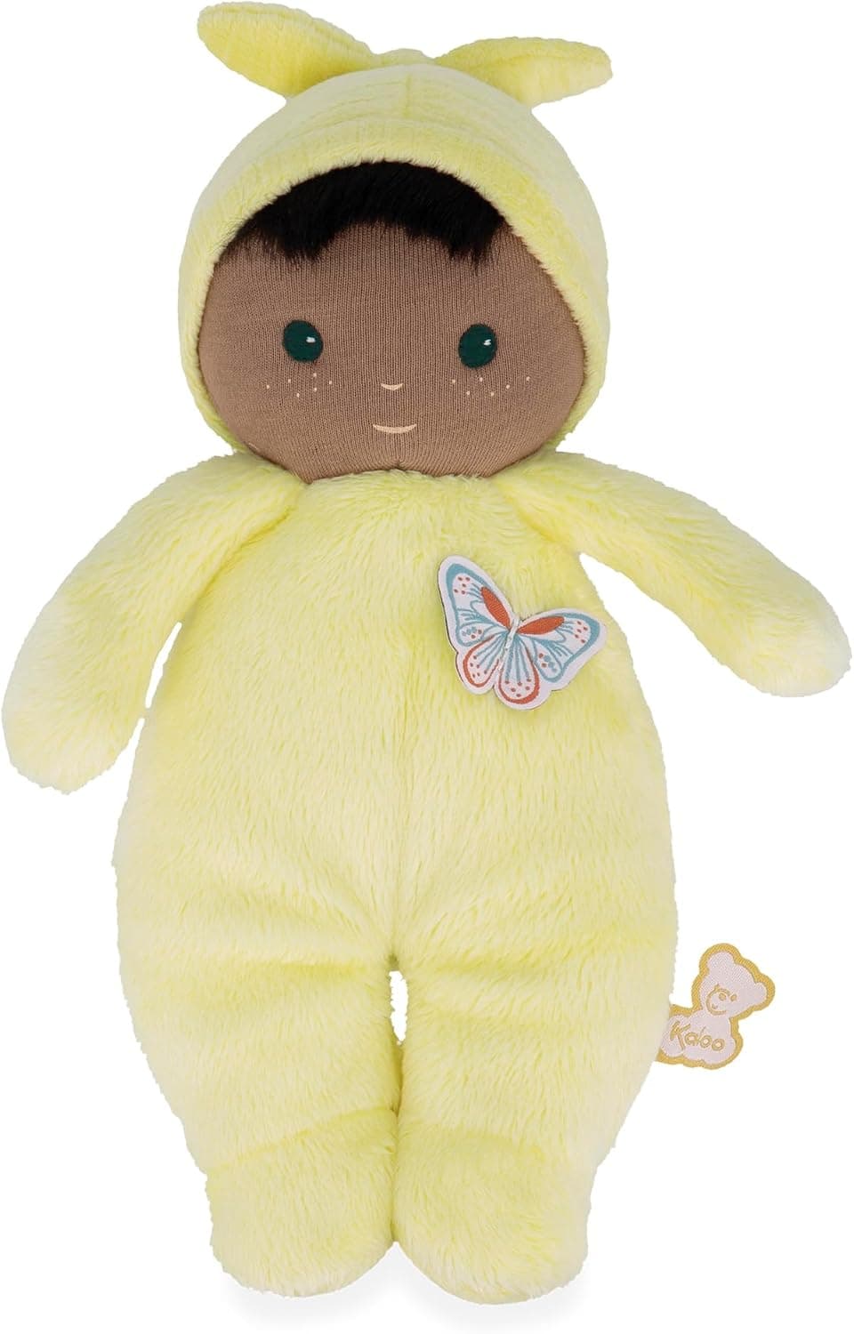 KALOO - Poupon Très Doux et Moelleux pour Bébé - Corps Souple et Tendre - Poupon en Tissu - Couleur Jaune - 24cm - Lavable - Dès la Naissance - K222002