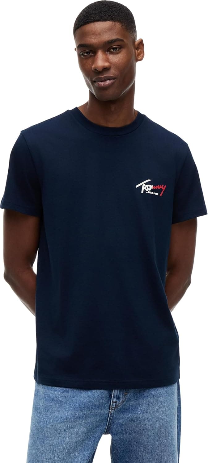 Tommy Jeans TJM Slim Sign Chest SS Tee Ext Dm0dm22538 T-Shirt S/S Homme (Lot de 1)