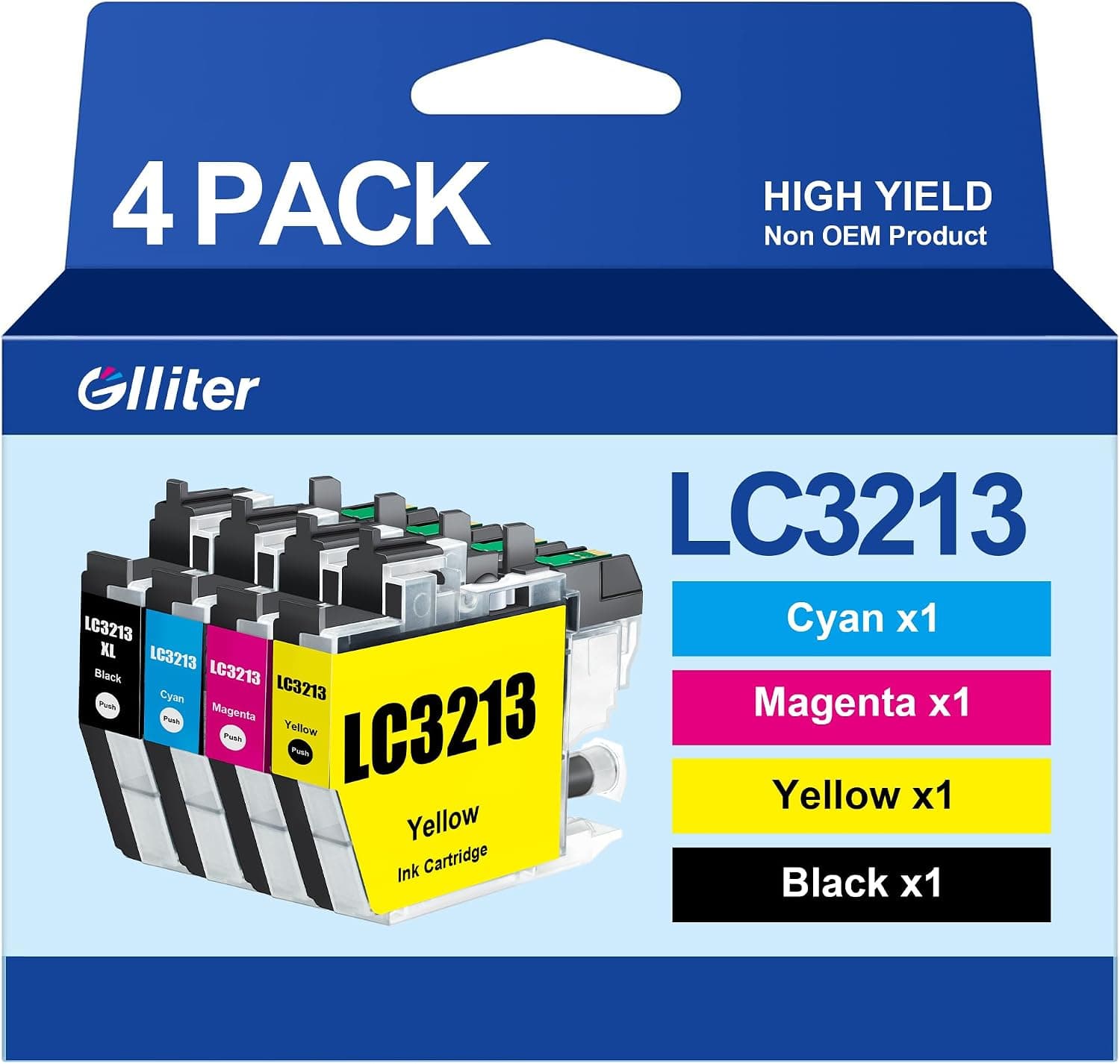 LC-3213 LC3211 Lot de 4 cartouches d'encre compatibles Brother LC3213 pour DCP-J572DW DCP-J772DW DCP-J774DW MFC-J497DW MFC-J491DW MFC-J890DW MFC-J895DW (noir, cyan, magenta, jaune)
