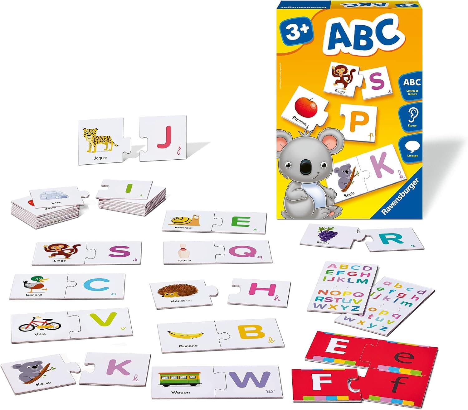 Ravensburger - Jeu Educatif - ABC - Découverte des Lettres - Apprentissage De L'alphabet - Développement De L'écriture Minuscule Et Majuscule - Dès 3 Ans - 24042