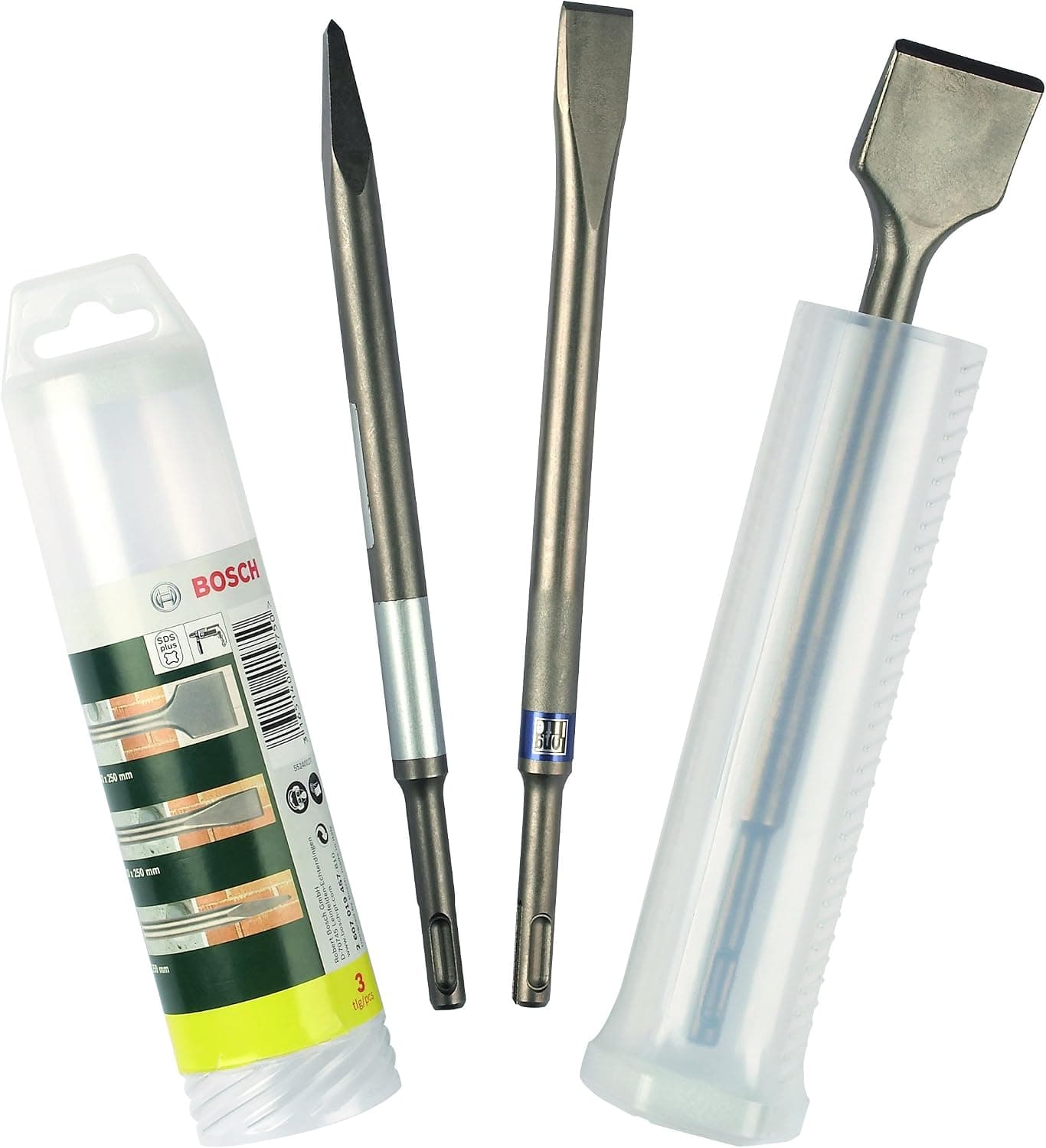 Bosch Accessories 3 pièces it de burins SDS plus (pour le béton et la maçonnerie, accessoires pour marteau burineur) 2607019457 Argent