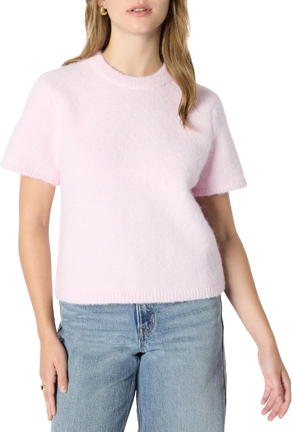 Amazon Essentials Pull à Manches Courtes en Faux Mohair, Coupe Décontractée Femme