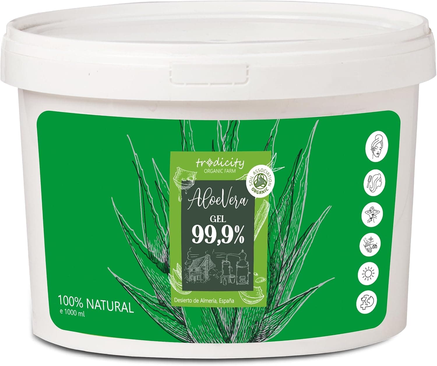 Gel d'Aloe Vera 100% Naturel Soins de la Peau Visage et Corps Cheveux. Extra Hydratant Nourrissant Adoucissant Aprés Soleil Epilation Coups de Soleil Piqûres d'Insectes Bébé 1000 ml 1 kg