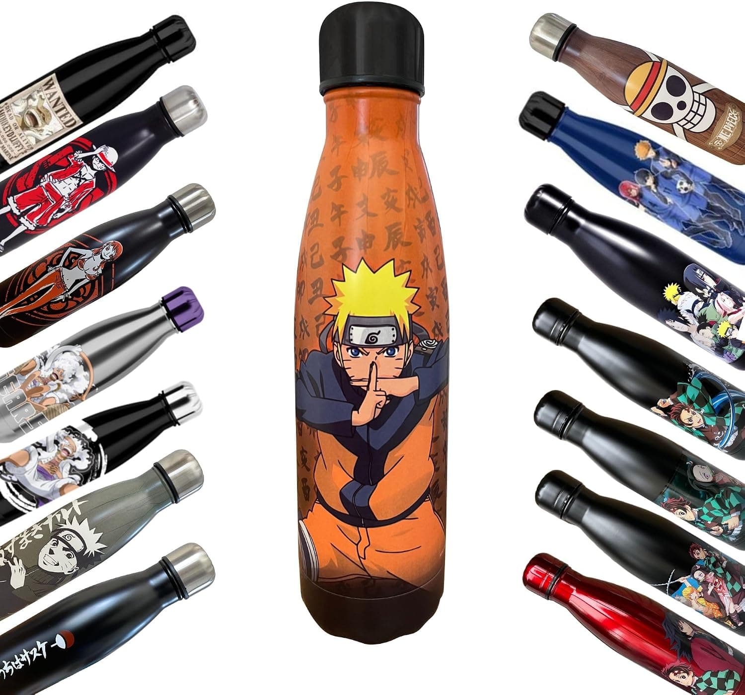 Homadict - Bouteille Isotherme Naruto - Gourde en acier inoxidable - Naruto Shippuden - Maintien Chaud et Froid 12h - Sport, Voyage, Quotidien - 500ml - BPA Free - Licence Officielle