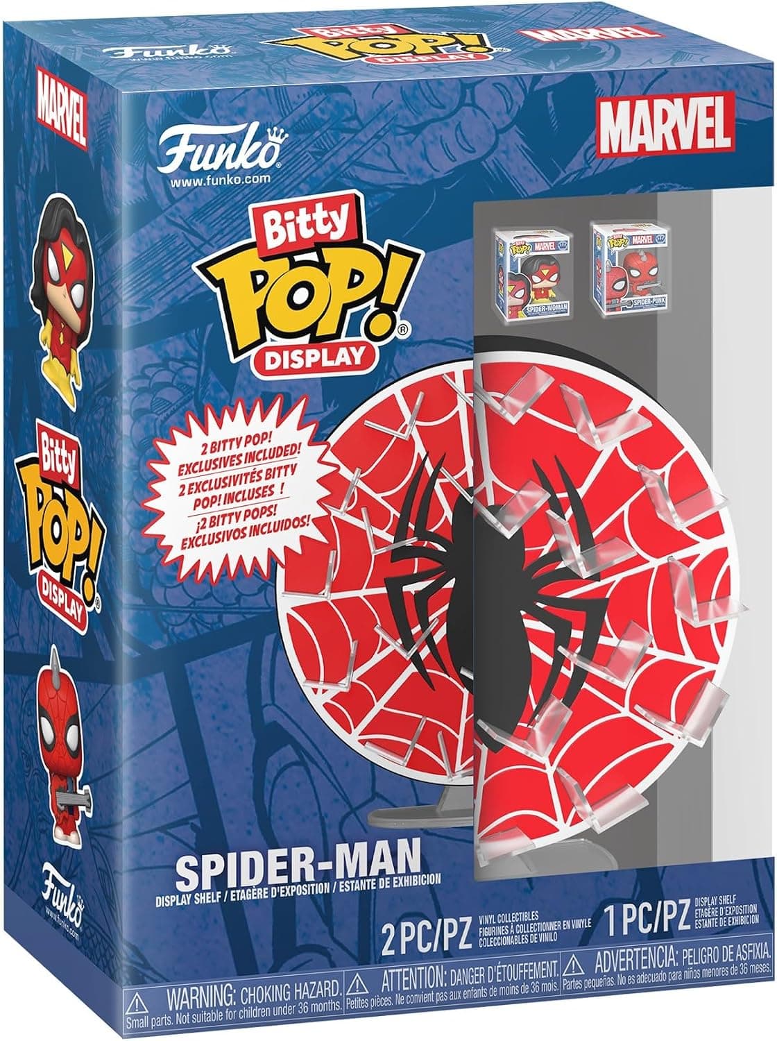 Funko Bitty Pop! Display: Spider-Man Web with Spider-Woman and Spider-Punk - Figurine en Vinyle de Collection - Idée Cadeau - Produit Officiel - Jouets pour Enfants et Adultes