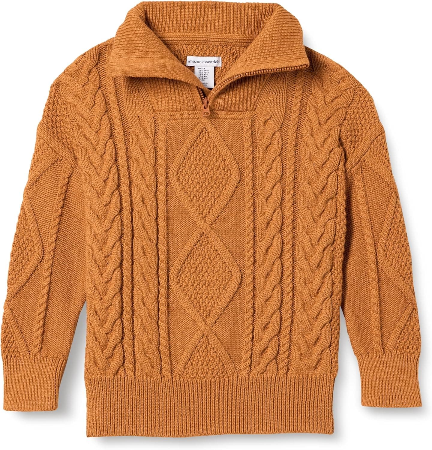 Amazon Essentials Garçon Pull à Coupe décontractée en Tricot torsadé avec col zippé