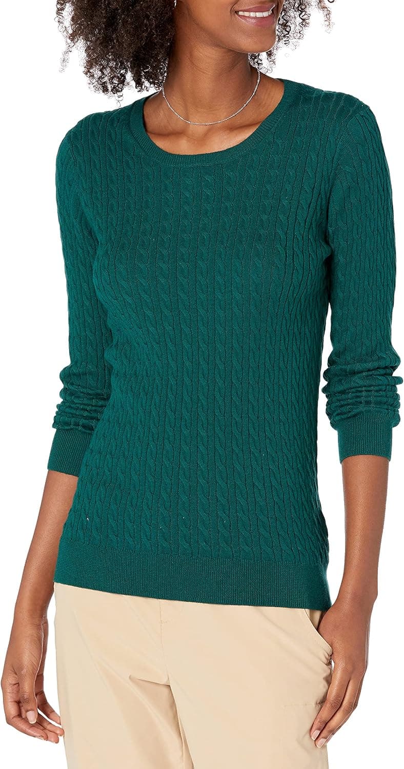 Amazon Essentials Pull Torsadé Léger À Col Rond Et Manches Longues (Disponible En Grande Taille) Femme