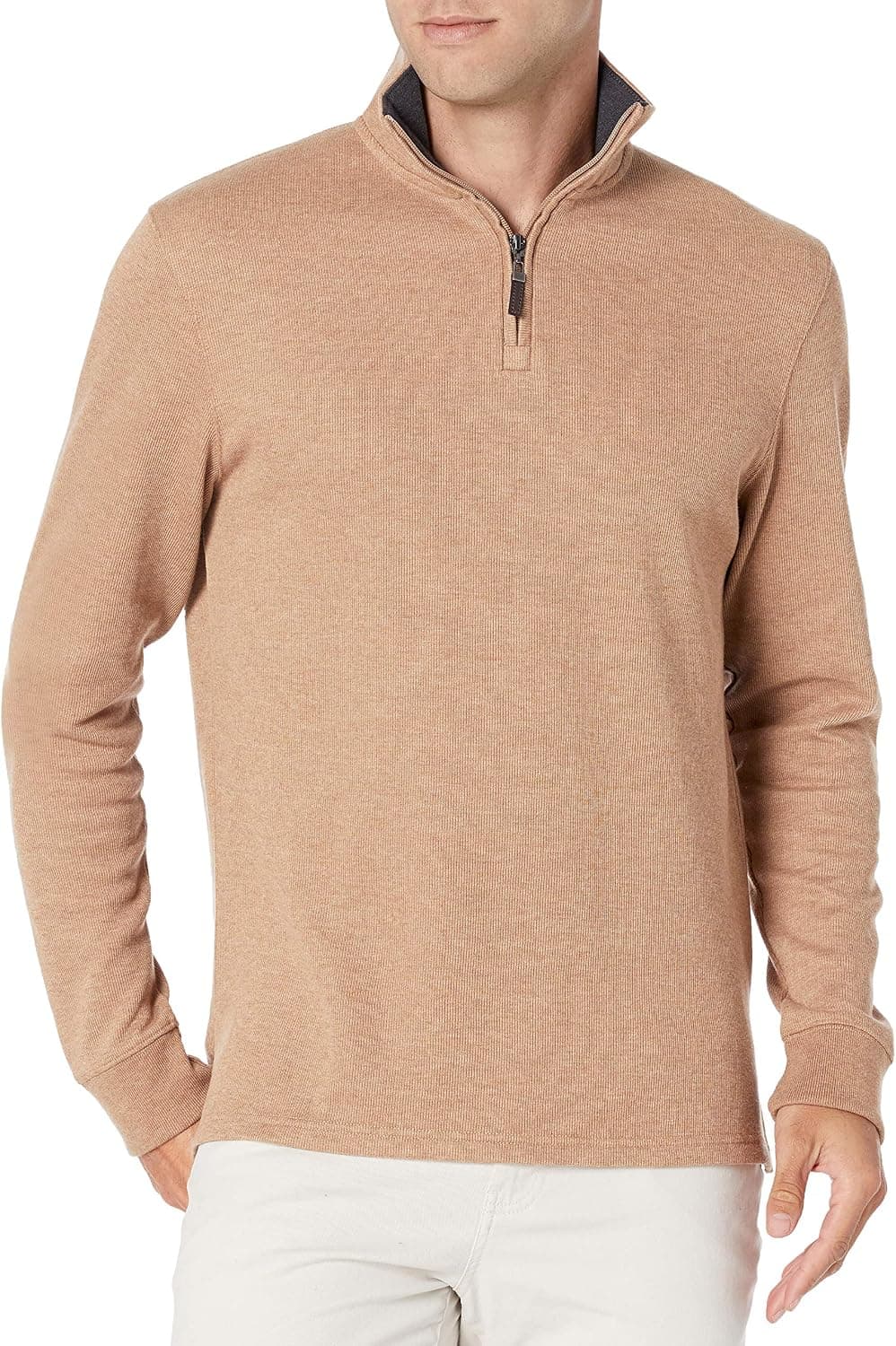 Amazon Essentials Homme Pull Finement Côtelé Zippé 1/4